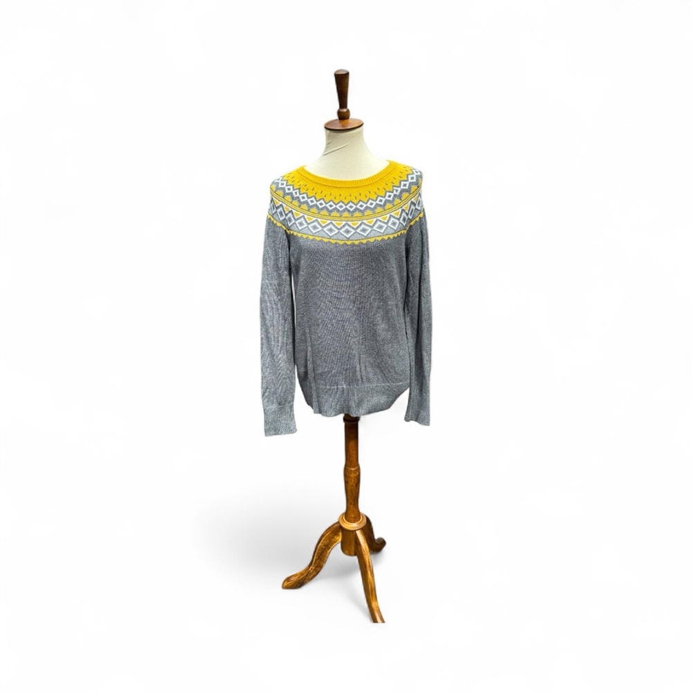 Merona Gray and Yellow Women's Sweater Size L